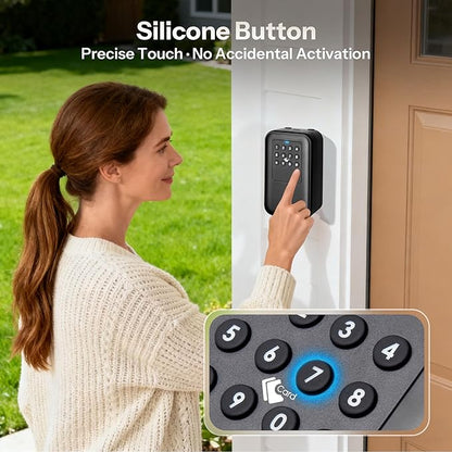 Moquin Smart Bluetooth Key Lock Box –TTLock App Control, Silicone Button IP65 Waterproof, Extra Large Safe Storage Wall Mount & Shackle for Airbnb Realtor House Office