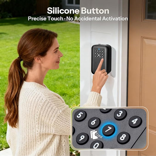 Moquin Smart Bluetooth Key Lock Box –TTLock App Control, Silicone Button IP65 Waterproof, Extra Large Safe Storage Wall Mount & Shackle for Airbnb Realtor House Office
