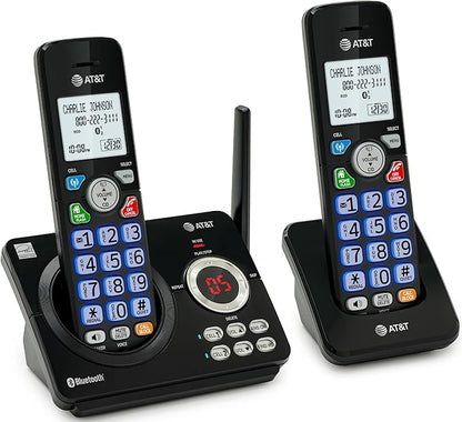 AT&T DL72279 2-Handsets DECT 6.0 Cordless Landline Phone with Bluetooth Connect to Cell, Smart Call Blocker, Digital Answering System, Big Buttons, Unsurpassed Range & ECO Mode