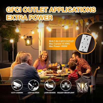 Ehaho Porch Lights with Outlet, Dusk to Dawn Outdoor Light Built-in, Waterproof Anti-Rust Lantern Outside Light with GFCI Outlet, Wall Sconce Light with Plug for Front Door (Brown 1 PC) (Pack of 2)