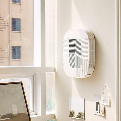 KOMMA Lov Air Purifier for Bedroom, 3.1 inch Slim Wall mount & Stylish Standing type, Hepa Filter Air Cleaner, Remove Fine Dust, Smoke. (CreamWhite)
