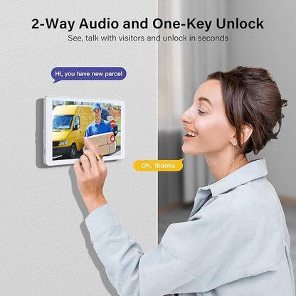 Wireless Doorbell Camera with 8" Screen Monitor Smart Video Doorbell Intercom System 1080P WiFi Door Bell Phone with Motion Detection, Night Vision, 2 Way Audio, Local Storage No Monthly Fee, Tuya App