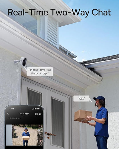 Baseus Wireless Cameras for Home Security, N1 4-Cam Kit with 2K Clarity, No Monthly Fee, 16TB Expandable Local Storage, 210-Day Battery Life, Spotlight & Alarm, Compatible with Alexa and Google Home