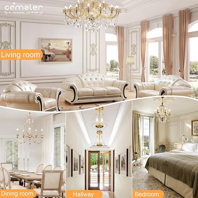 comzler E12 LED Bulb Candelabra Base, Type B LED Bulb 60 Watt Equivalen 4000K Natural Daylight B11 Small Base, Chandelier Ceiling Fan LED Light Bulbs 500 Lumens No-Dimmable Pack of 8
