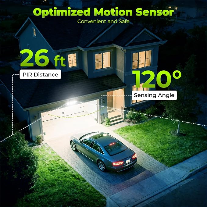 6000mAh Solar Motion Sensor Outdoor Lights with 3 Modes
