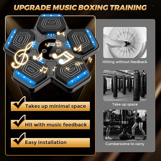 LOLBOX Music Boxing Machine for Adults & Kids - Smart Punching Machine with Boxing Gloves, Wall Boxing Punching Pad for Home, Office, Gym (Upgraded Version)