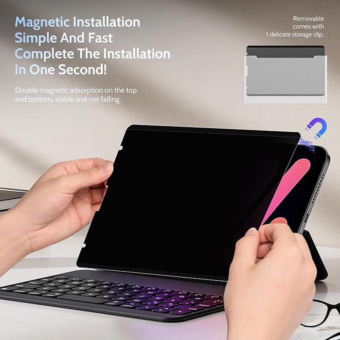 Peslv 4 Way Magnetic Privacy Screen Protector for iPad Air 5th 4th 10.9" & iPad Pro 11(2018-2022), Removable 360 Spy Private Filter, Anti Blue Light Glare Bubble-Free Black Security Protector