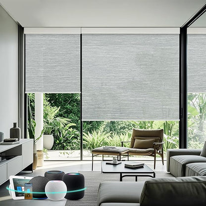 Aprilsmart Motorized Blinds with Remote,Light Filtering Motorized Roller Shades Work with Apple Homekit,Alexa,SmartThings,Google Home,Customize Blinds(Essential GREY-69)