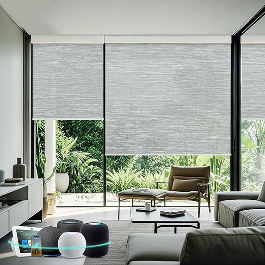 Aprilsmart Motorized Blinds with Remote,Light Filtering Motorized Roller Shades Work with Apple Homekit,Alexa,SmartThings,Google Home,Customize Blinds(Essential GREY-69)