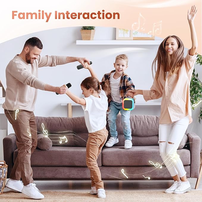 Mini Karaoke Machine for Kids Adults, 2026 TOP Birthday Gifts for Girls Boys 3,4,5,6,7,8+Year Old Toddler Toys, Portable Bluetooth Speaker with 2 Wireless Karaoke Microphones Player (Grey)