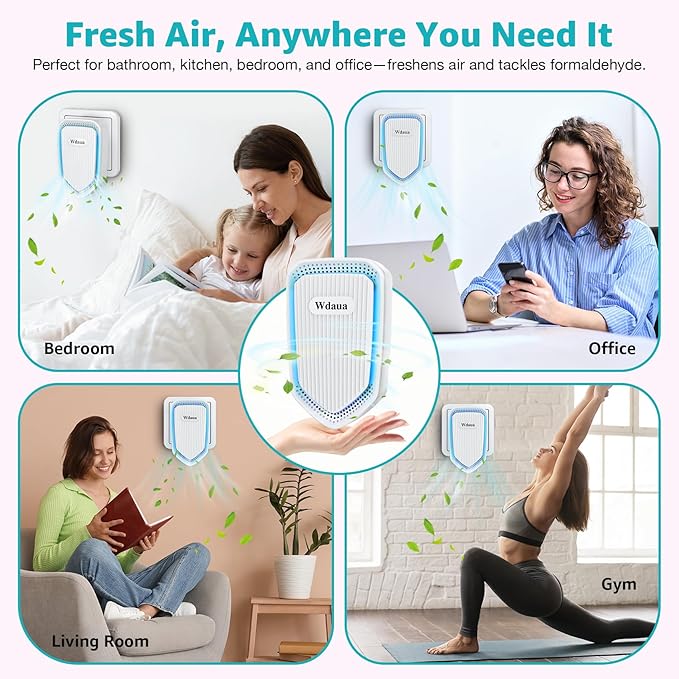 Air Ionizers Plug In Air Purifier 4 Pack Negative Ion Air Purifiers Ionizer for Home, Bedroom, Office, Basement Kitchen Air Freshener Odor Reducer Pets Smoke Smell (2, White)