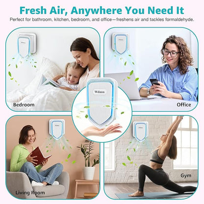 Air Ionizers Plug In Air Purifier 4 Pack Negative Ion Air Purifiers Ionizer for Home, Bedroom, Office, Basement Kitchen Air Freshener Odor Reducer Pets Smoke Smell (2, White)