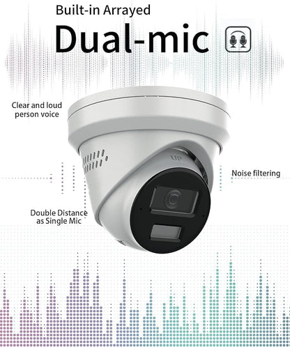 DS-2CD2383G2-LI2U/SL Hik AcuSense 4K 8MP Turret Camera,PoE IP Cameras, Smart Hybrid Light, Human/Vehicle Detection, 120dB WDR, IP67, H.265+,2.8mm, Upgrade DS-2CD2383G2-IU