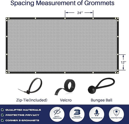 Windscreen4less Privacy Fence Screen Heavy Duty Windscreen Fencing Mesh Fabric Shade Net Cover with Brass Grommtes for Outdoor Wall Garden Yard Pool Deck, 6'x9' Light Gray