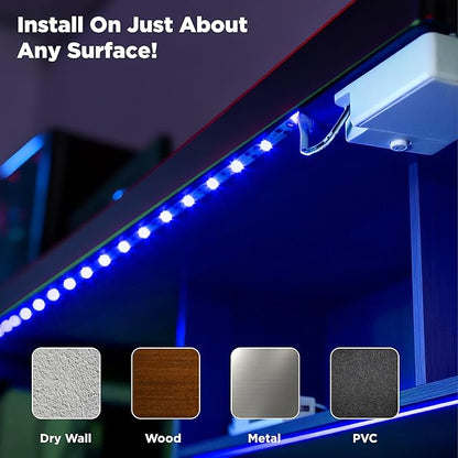 BestLuz Battery Operated LED Strip Lights 2X 3.33ft Flexible Blue LED Light Strip for Bedroom Room Decor, Battery Powered Lighting for Cabinet Shelf Closet TV Backlight