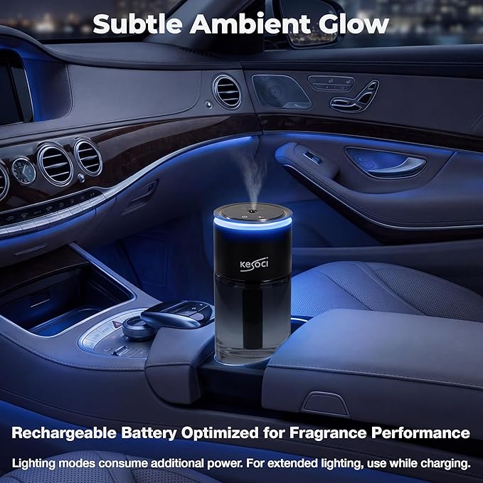 Smart Car Air Freshener Diffuser 160ML – Motion Sensor Activation, Car Fresheners Long Lasting with 3 Spray Modes, Car Diffuser Air Freshener with Rechargeable Battery for Cup Holder (Dark Forest)