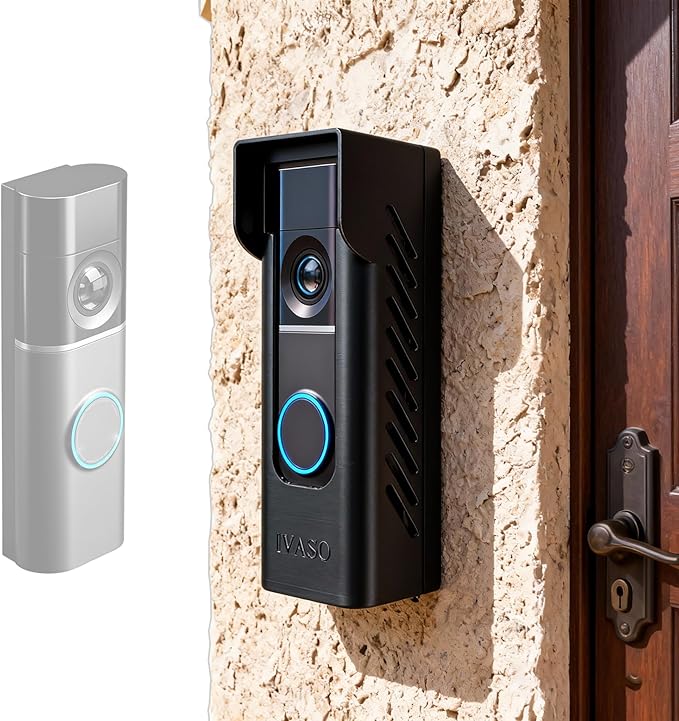 Anti-Theft Angle Adjustable Doorbell Coverd Mount Bracket for Ring Wired Doorbell Pro (Newest Model) 4K 2025 Release, Both Drill & No Drill Aavailable with Security Screws (Covered)