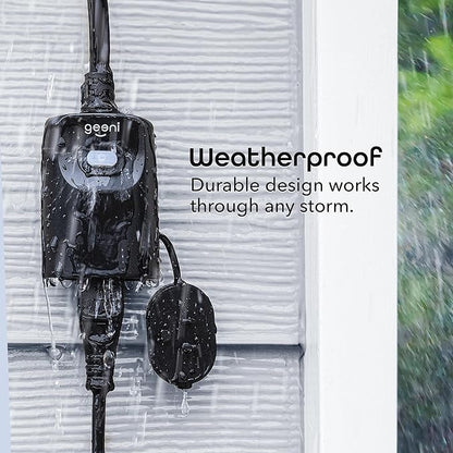 Geeni Indoor/Outdoor Smart Plug Weatherproof, 1 Socket Wireless Remote Control and Timer –Works with Alexa, Google Assistant, Requires 2.4 GHz WiFi, Black