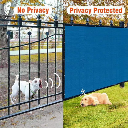 iCover 5x25ft Privacy Screen Fence, Outdoor Fencing Panels, Garden Windscreen Mesh Shade Sail Net Barrier, Include Reinforced Bindings and Brass Grommets Cable Zip Ties, Blue