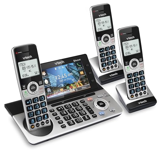 VTech IS8251-3 Business Grade 3-Handset Expandable Cordless Phone for Home Office, 5" Color Display, Programmable Short Cut Keys, Smart Call Blocking, Answering System,Bluetooth Connect to Cell