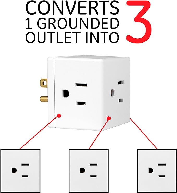 GE Outlet Extender, 3 Outlet Multi Plug Wall Power Splitter (Pack of 5)