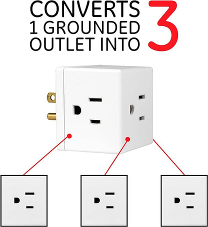 GE Outlet Extender, 3 Outlet Multi Plug Wall Power Splitter (Pack of 5)