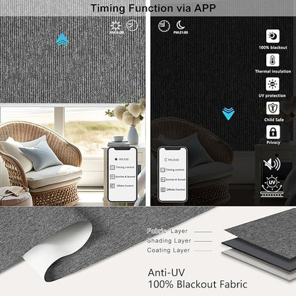 Aprilsmart Motorized Blinds with Remote,Compatible with Apple HomeKit Alexa Google Home- Voice and app Control,Motorized Roller Shades 100% Blackout Custom Size(Baltimore Anthracite-25)
