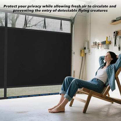 Privacy Garage Door Screen Blackout for 1 Car Garage-9x8FT Heavy Duty Magnetic Garage Screen,Thicker 265g/㎡ Mesh, Hands Free, Magnetic Privacy Garage Screen Door (Black, 9 * 8FT)