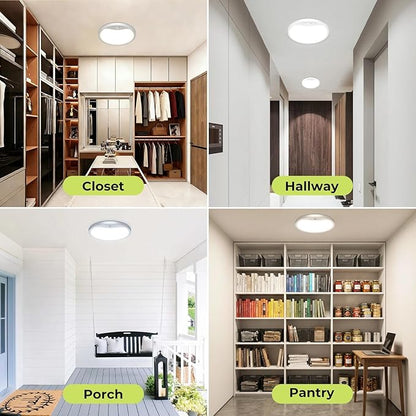 hepside 2 Pack Motion Sensor Ceiling Light Wired, 3000K/4000K/6500K LED Flush Mount Ceiling Light Fixture, 12Inch 24W Motion Sensor Light with Timer for Closet Stair Porch Hallway Pantry,White