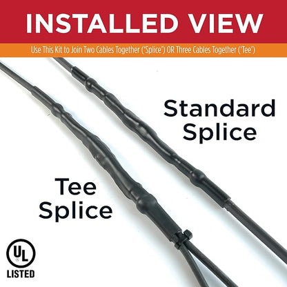 Radiant Solutions Company UL Listed Universal Tee & Splice Kit - For Splicing & Connecting 10-13mm Self Regulating Heat Cable or Heat Tape - Gutter & Roofing Protection