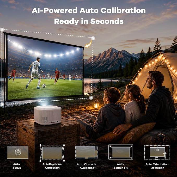 ONOAYO Outdoor-Projector-4K with 60W Dolby Audio and Official Apps, White