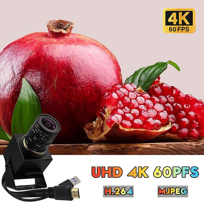 SVPRO 4K 60fps USB Camera with 2.8-12mm Manual Zoom Lens, HDMI/USB3.0 Dual Output, H.264/MJPEG, 4X Optical Zoom Webcam for PC, Mac, Raspberry Pi, Live Streaming, Video Conferencing, TV Monitor