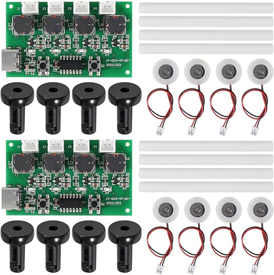 2Sets Type-C USB Humidifier Module DIY Kits Mist 4 Way Fogger Atomization Driver Circuit Board Type-C Spray Module