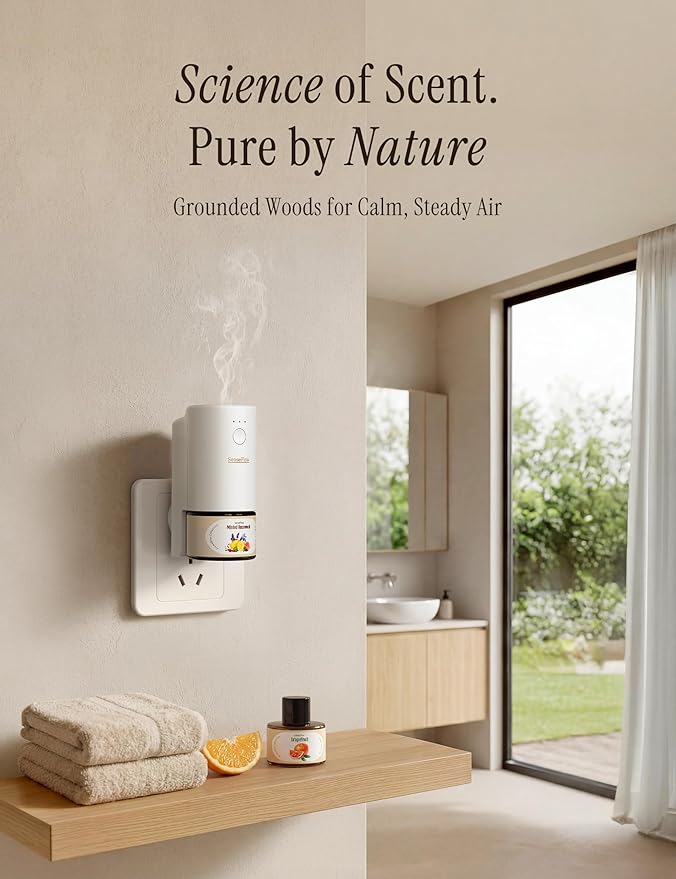 Essential Oil Diffuser for Home, Smart Waterless Aromatherapy Diffuser SF101S Pro, Plug in Room Scent with Timer & 120-Day Natural Aroma – Free 30ml Blue Gum Eucalyptus(Teal Green)