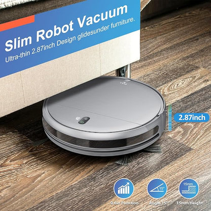 Robot Vacuum and Mop Combo, 2 in 1 Robotic Vacuum Cleaner with Schedule, App/Alexa/Voice Control, Slim 2.87", Self-Charging, Strong Suction & Long Runtime, Ideal for Hard Floor, Pet Hair, Carpet