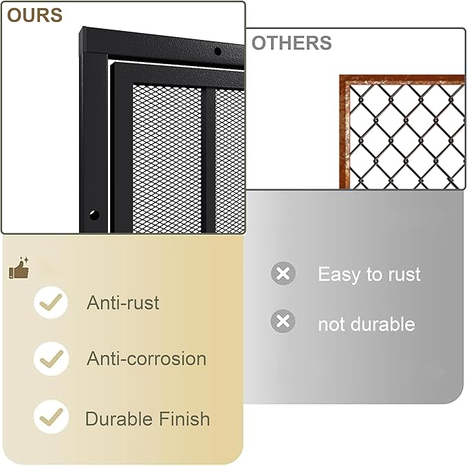 JUBEST 36 in. x 80 in. Security Screen Door, Reversible Powder Coated Black Surface Mount Outswing Steel Security Door with Expanded Metal Screen, Prehung Steel Exterior Doors, Durable&Safe