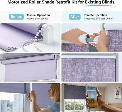 Progressive Automations Electric Roller Shade Motor Replacement Retrofit Kit - Pull Down Motorized Smart Blinds & Shades for Indoor Windows with Remote & Voice Control - Alexa & Google Home Compatible