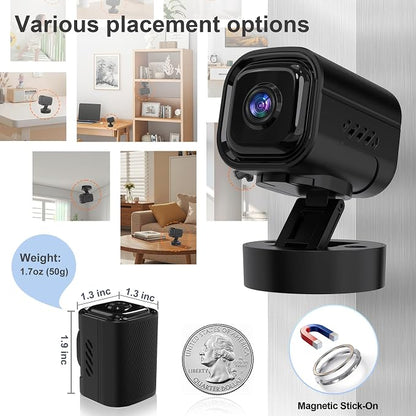 Mini Camera for Home Security,2K Indoor Camera,2.4G WiFi Cam,Black