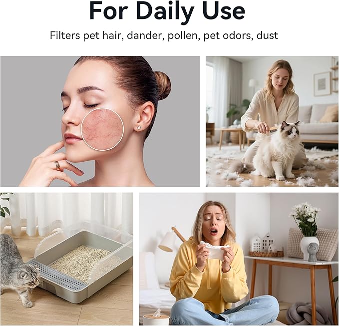 Cat Air Purifier with Interactive Ball, HEPA Filter for Pet Hair Odor, 360° Air Outlet for Small Room, Bedroom, Dorm, Desktop