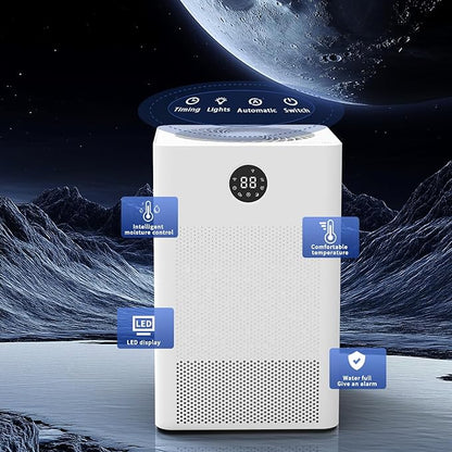 HD022 Rotary Dehumidifier for Bedroom Ultra Quiet Small Portable Air Purifier with Dehumidifiers for Basement Home Bathroom RV Dehumidifiers with Washable Filter Humidity Display Timer Mode