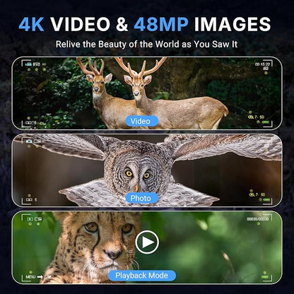 WOSPORTS 4K Night Vision Goggles with 48MP Photo, 3280ft Full Color Vision, 1300ft IR Distance, 3" HD Screen, 10X Optical Zoom, 5000mAh Battery, Binoculars for Wildlife Observation, Gifts for Men