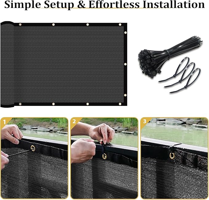 Shade&Beyond 8'x45' Dark Grey Privacy Screen Fence Cover 170 GSM Fencing Mesh Fence Panel for Wall Garden Yard Backyard Indoor Outdoor Home Decoration
