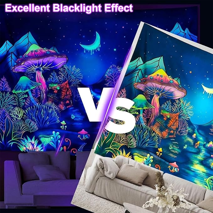 2 Pack 10W 48 LED Black Light Bars 1Ft 395-400nm UV Blacklight Tube with 5.9Ft Cord+Plug+Switch Linkable Black Light Fixtures for Bedroom Fluorescent Poster Body Paint Halloween Glow Party