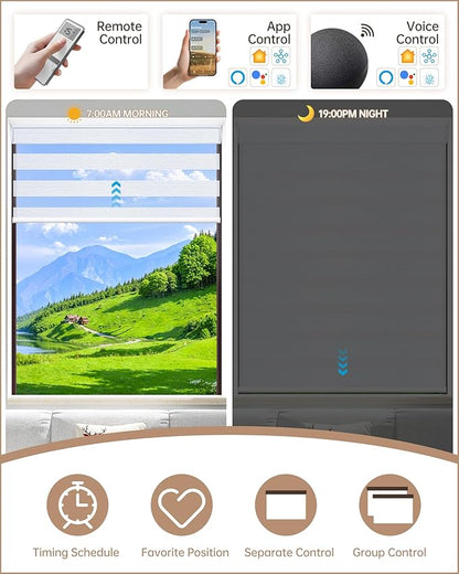 Kincmo Motorized Blinds with Remote, Motorized Zebra Shades Work with Apple Homekit,Alexa,Google Home, Customized Electric Blinds with Remote,App,Voice Control (70% Blackout Galaxy White)