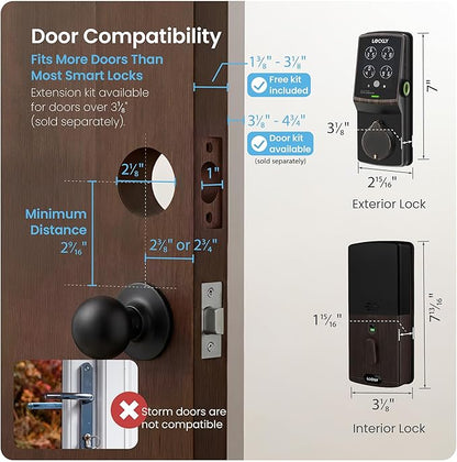 Lockly Secure Plus, Keyless Entry Door Lock, Smart Locks for Front Door, Smart Lock Deadbolt, PIN Genie® Keypad, 3D Biometric Fingerprint Sensor, Auto Lock Smart Door Lock