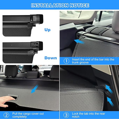 AUXKO Retractable Cargo Cover for Toyota RAV4 2026, Cargo Trunk Cover Luggage Security Shade Cover for 2026 Toyota RAV4 Shielding Shade Anti-Peeping Luggage Privacy Screen, Carbon Fiber