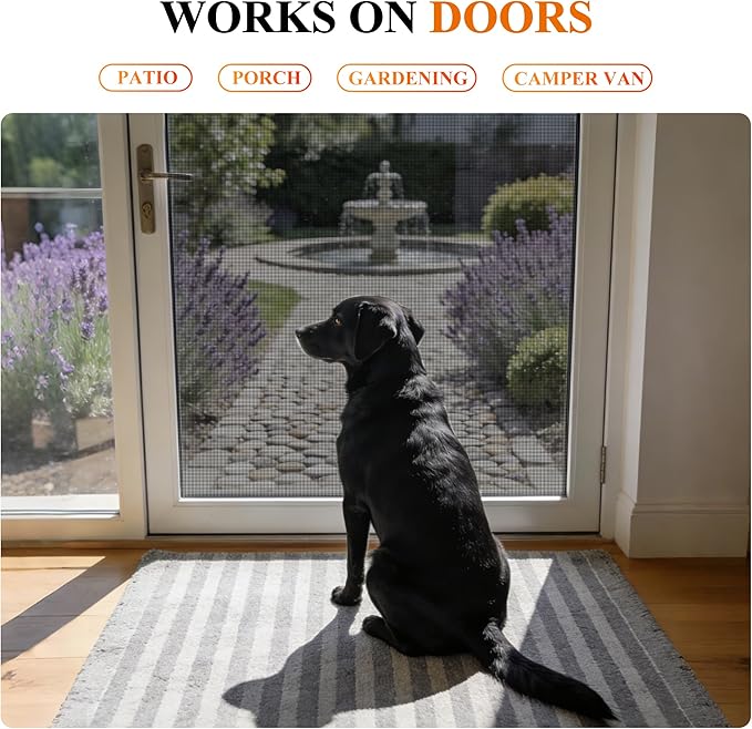MAGZO Pet Proof Window&Door Screen Roll, 36" W x 100', Best Vinyl Coated Polyester Dog Cat Resistant Heavy Duty, Mesh Net Netting Curtain Wire Replacement Repair Kit for Patio/Porch/Sliding, Black