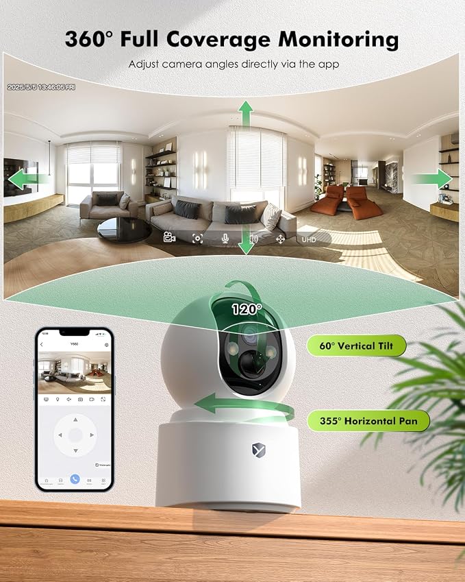 Battery Powered Indoor Camera Wireless 2 Pack with 2.5K Color Night Vision
