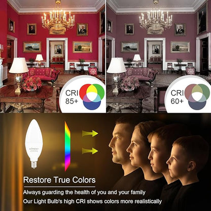 comzler E12 LED Bulb Candelabra Base, Type B LED Bulb 60 Watt Equivalen 4000K Natural Daylight B11 Small Base, Chandelier Ceiling Fan LED Light Bulbs 500 Lumens No-Dimmable Pack of 8