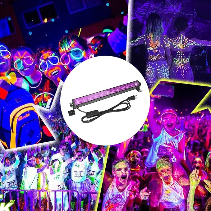 Upgraded 1 Pack 40W LED Black Light Bar,Blacklight with Plug+Switch+6.5ft Cord,Black Lights Party Supplies for Halloween Glow Fluorescent Party Bedroom Game Room Body Paint Stage Lighting